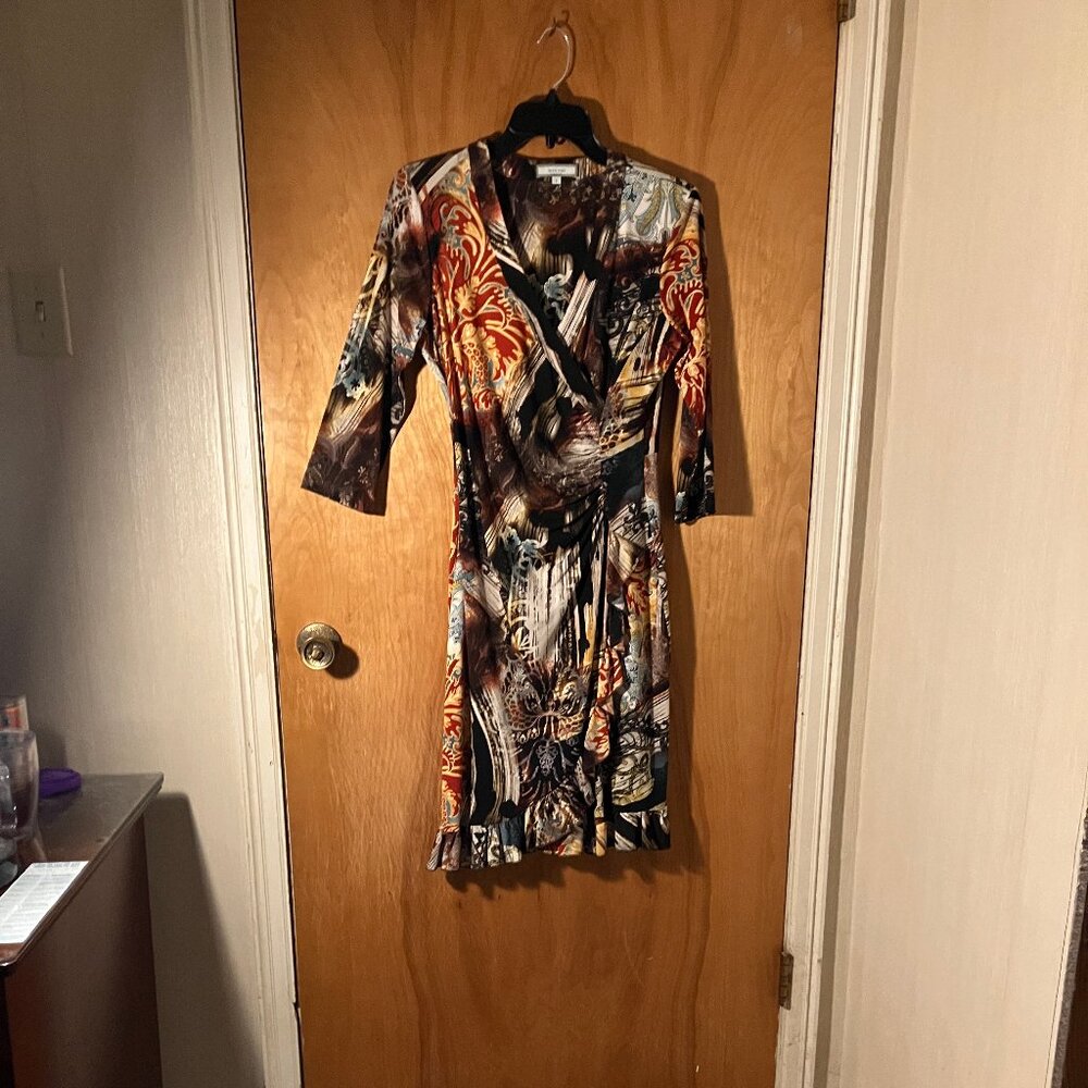Laura Max dress, small, pull on wrap style,v neckline